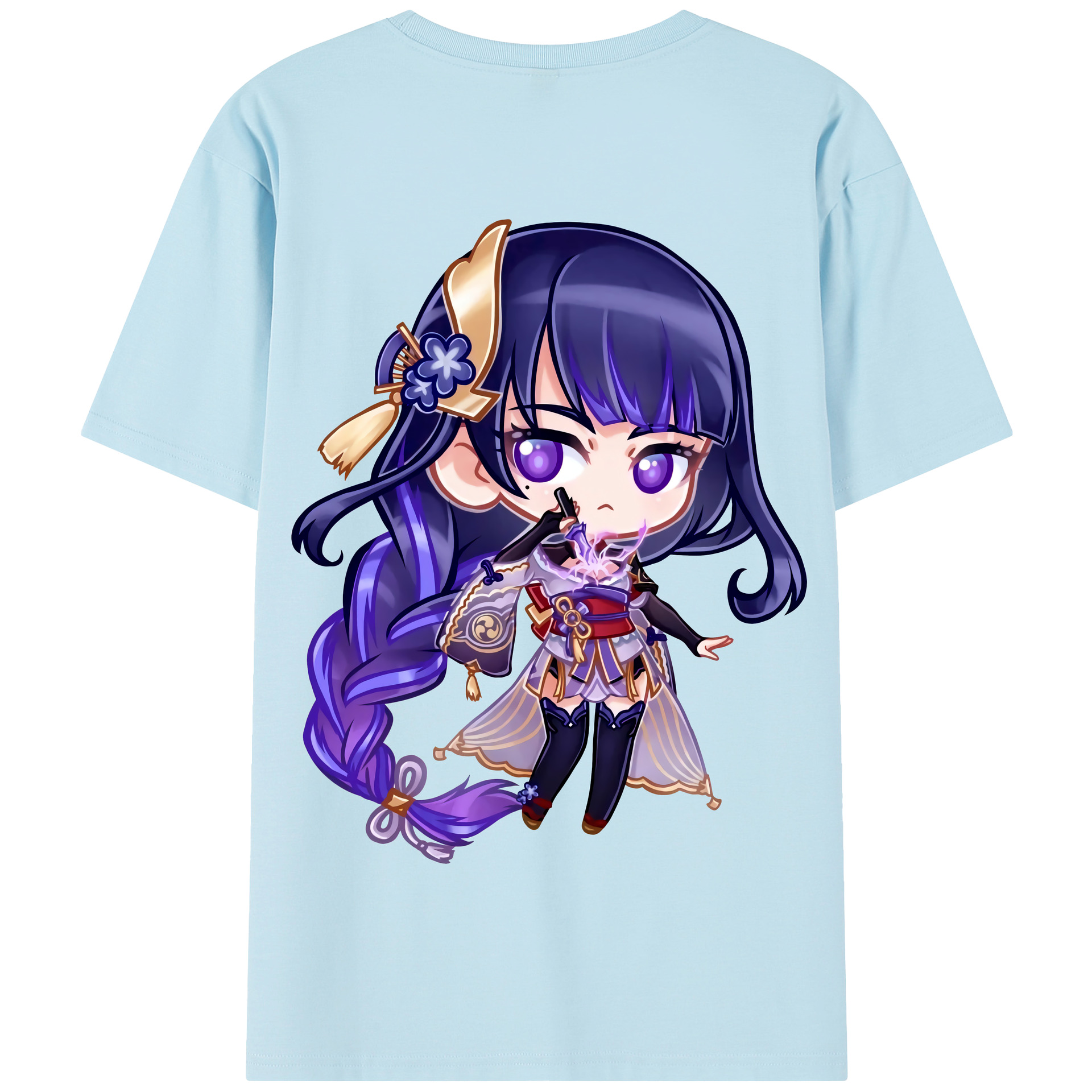 げんし神 雷電将軍 らいでんしょうぐん genshin Raiden Shogun 綿100％半袖Tシャツ（背面プリント）